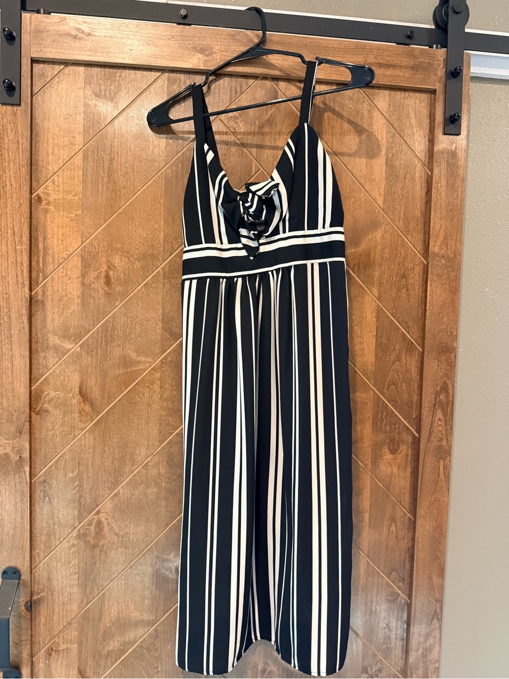 Xhilaration Black and White Striped Sleeveless Jumpsuit